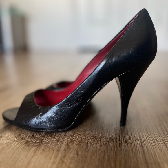 PIERRE HARDY LEATHER PUMP SHOE BLACK 36.5 OPEN TOE WOMENS - Picture 1 of 9